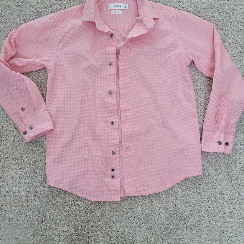 Calvin Klein Boys Long Sleeve Button Dress Shirt